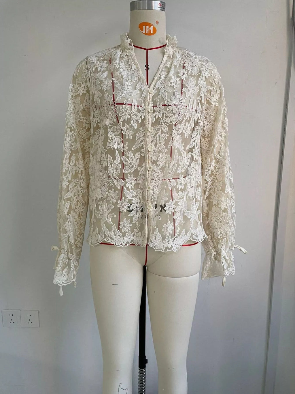 Sheer Lace Long Sleeve Shirt