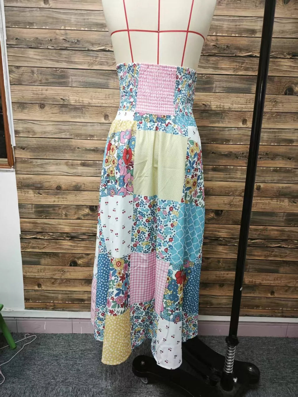 Patchwork Floral Maxi Skirt