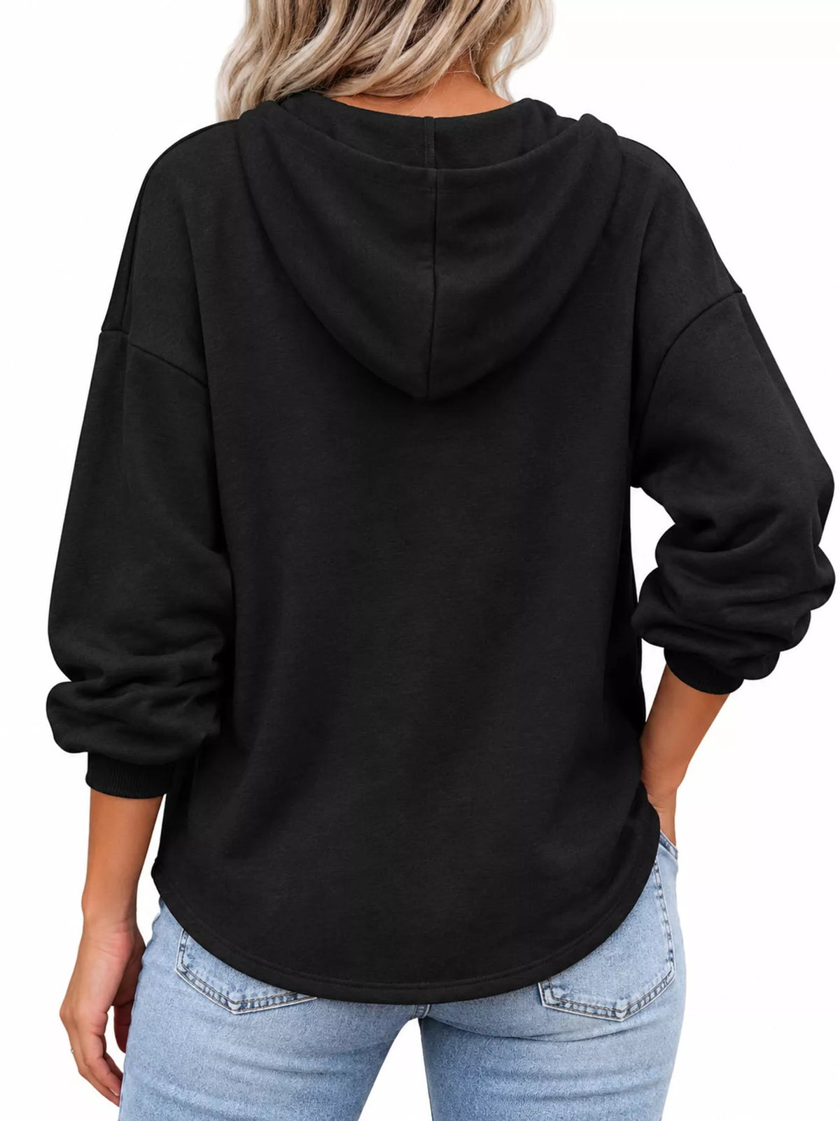 Drawstring Dropped Shoulder Hoodie