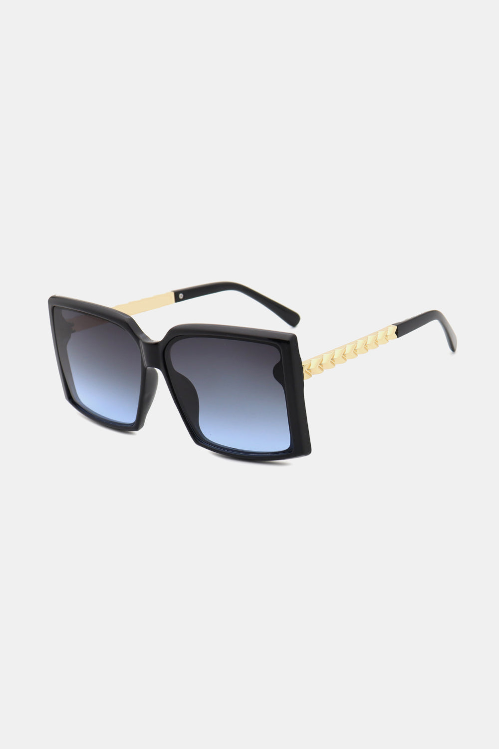 Square Polycarbonate Sunglasses with Gold Accents and Gradient Lenses