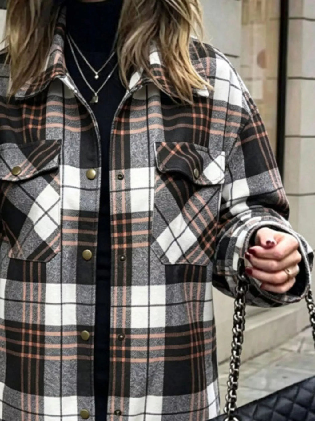 Plaid Snap Down Shacket
