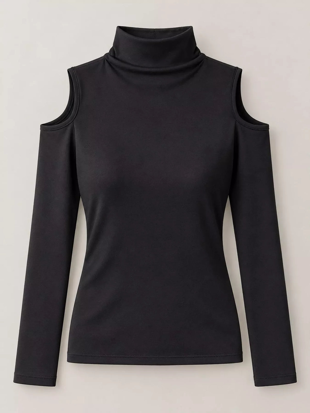 Mock Neck Cold-Shoulder Slim-Fit T-Shirt