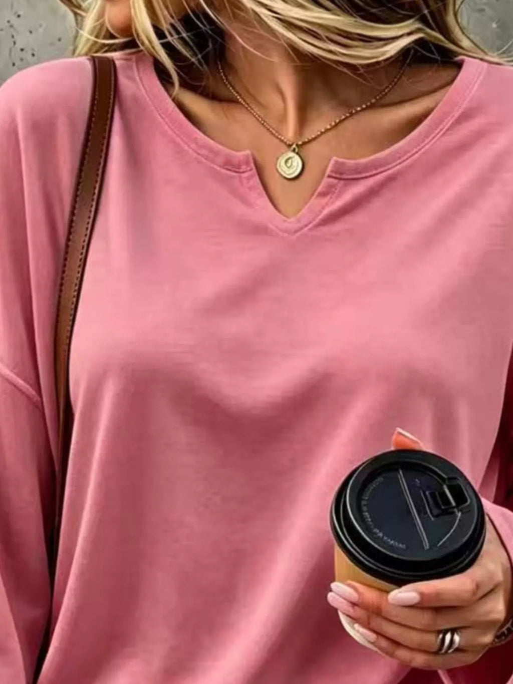 Full Size Solid Color Long Sleeve Loose T-Shirt Plus Size