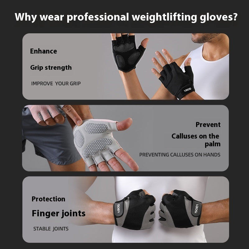 Sports Half-finger Fitness Gloves Weightlifting Anti-skid Shock Absorption