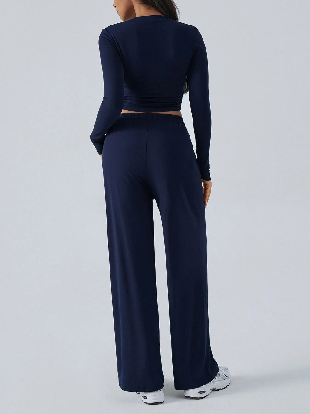 Round Neck Long Sleeve Top and Pants Set