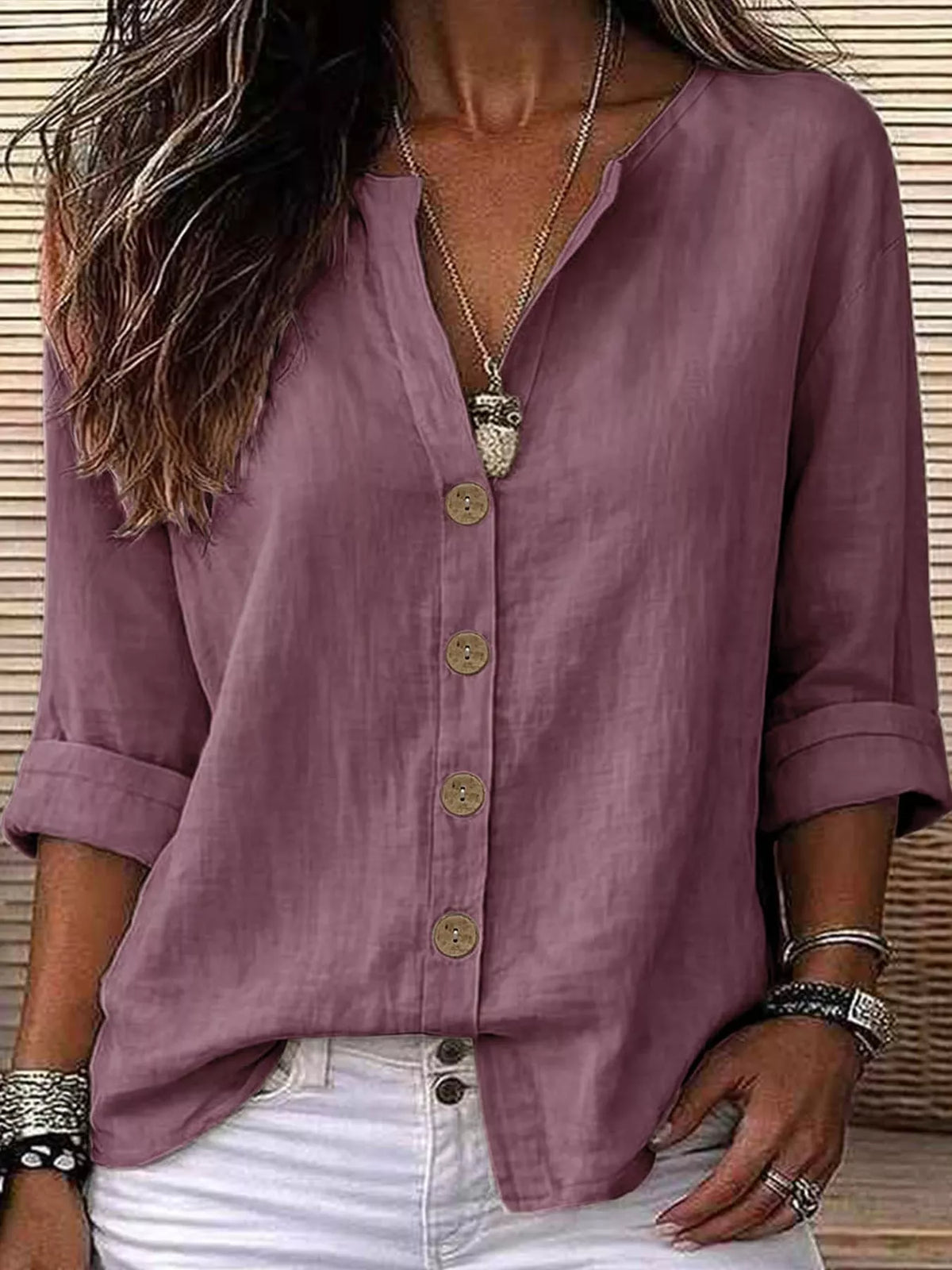Notched Button Down Shirt
