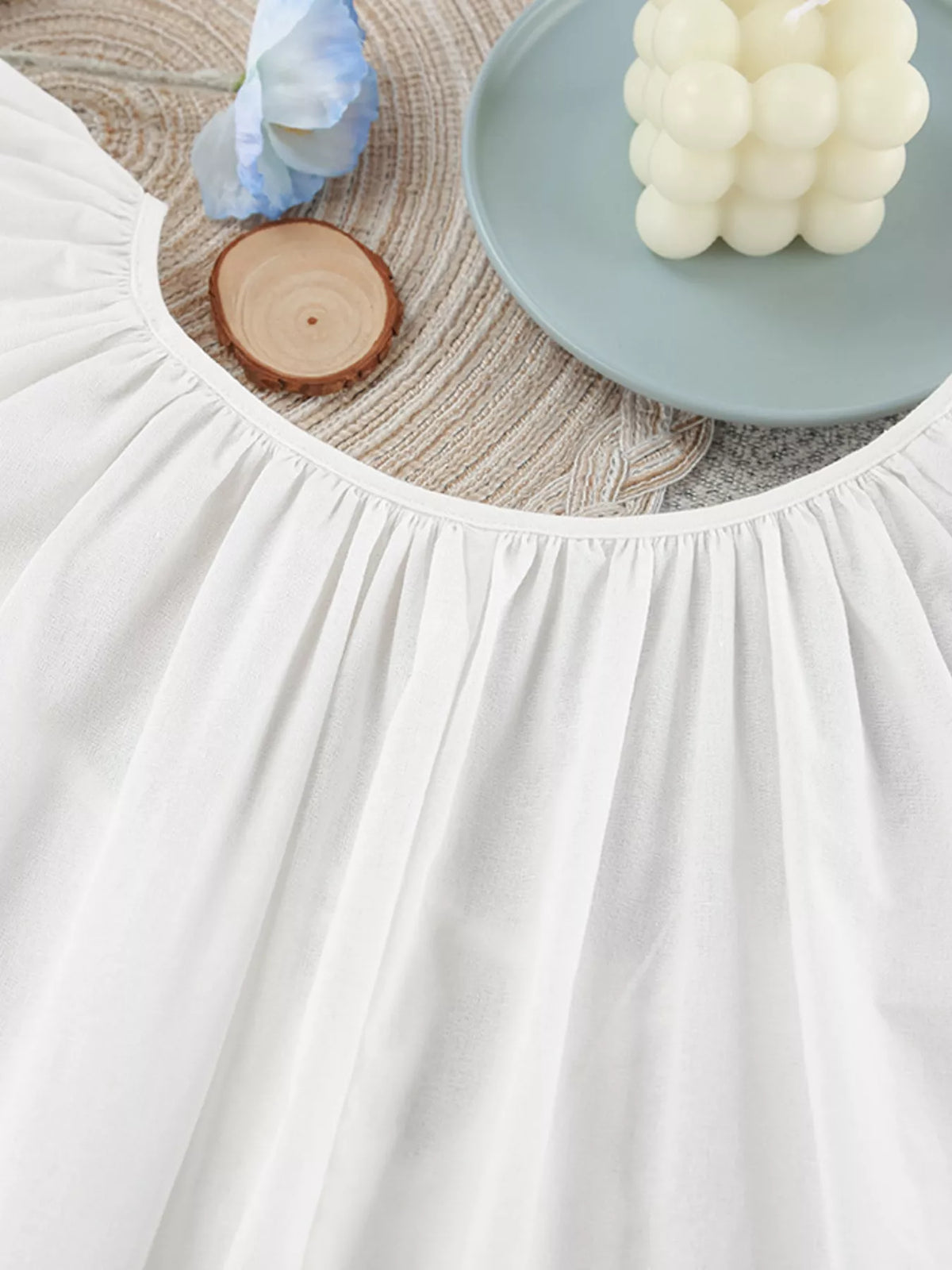 Tie Neck Puff Sleeve Lounge Dress