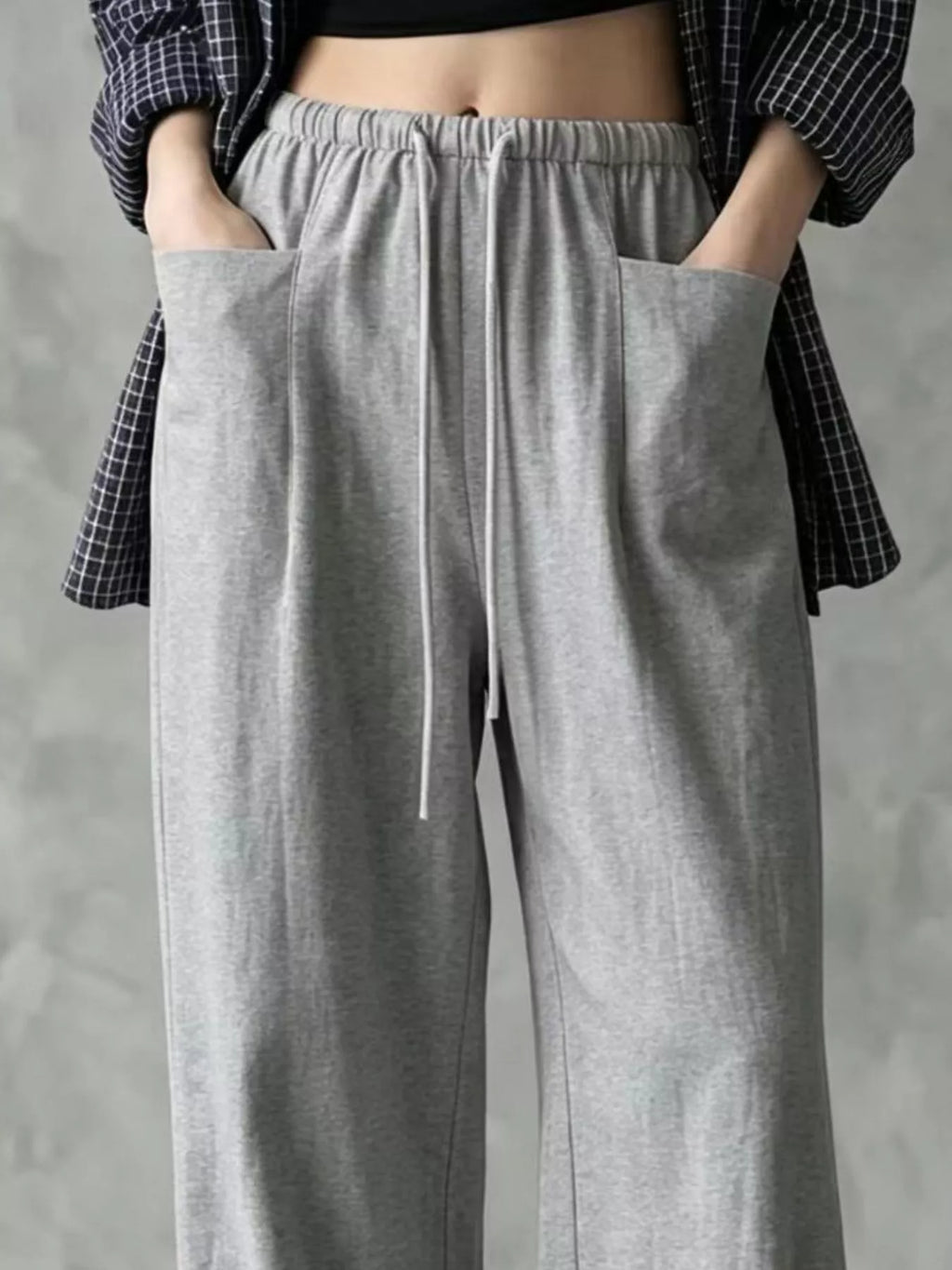 Full Size Drawstring Wide-Leg Casual Pants Plus Size