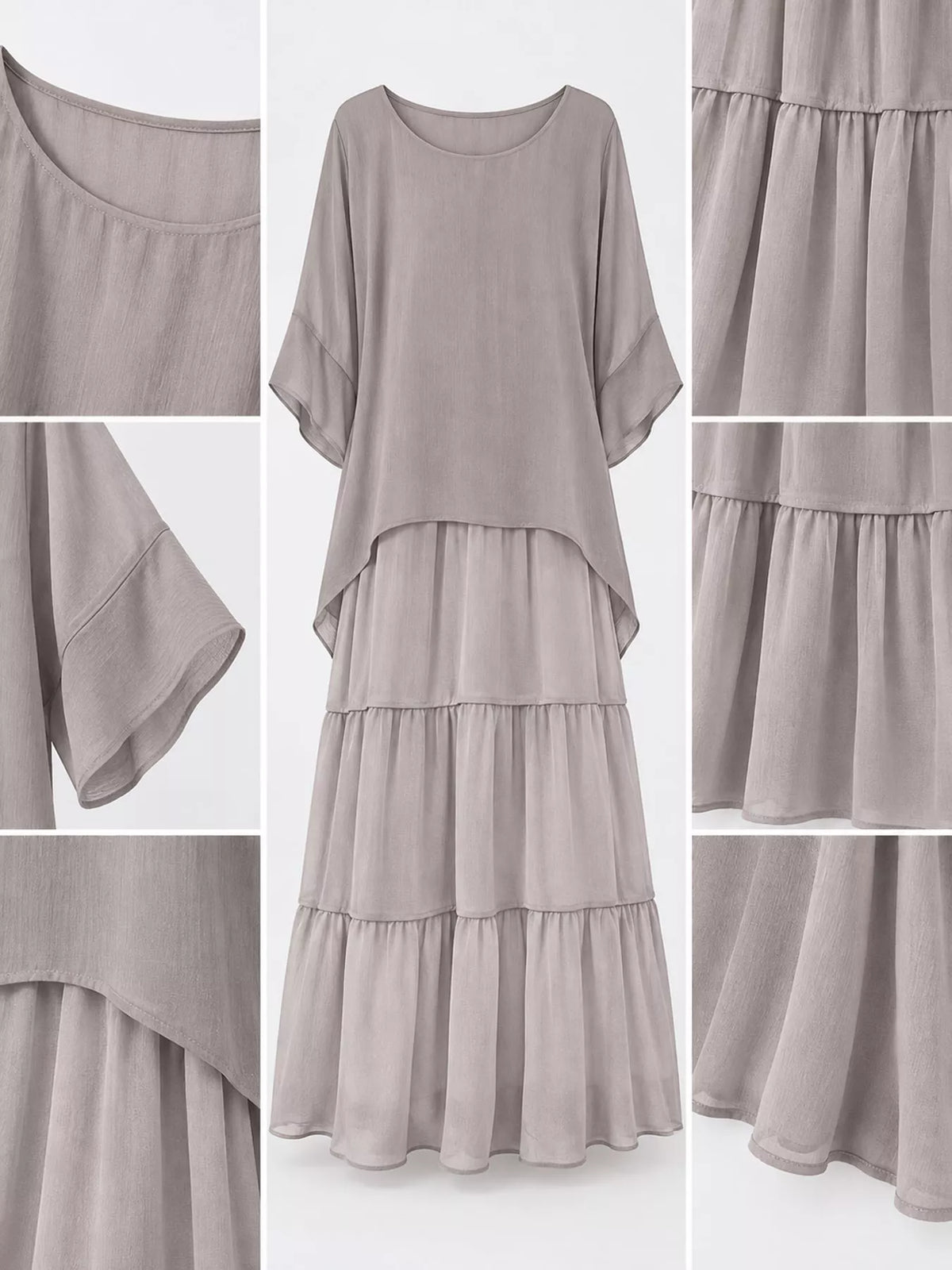 Full Size Layered Batwing Sleeve Maxi Dress Plus Size