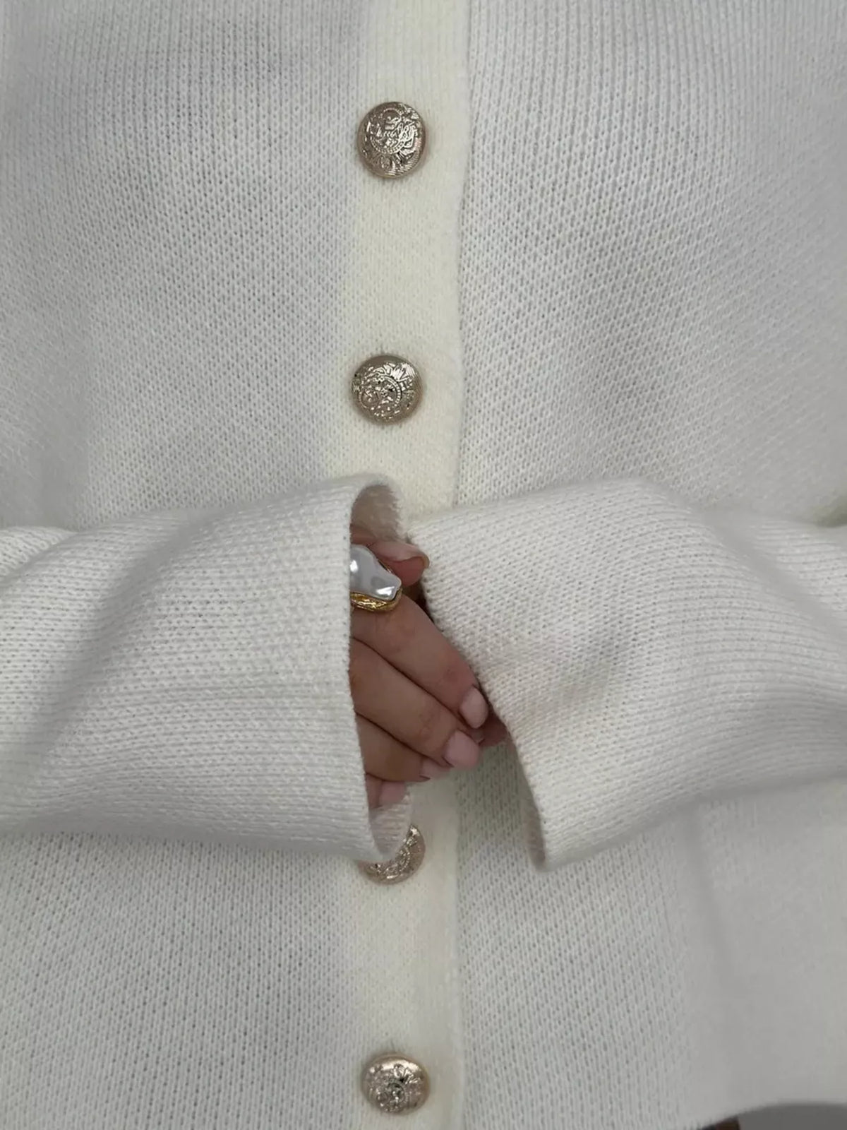 Crew-Neck Button Down Cardigan