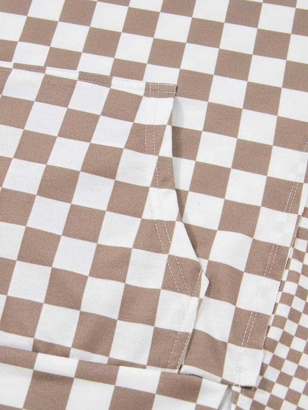 Checkered Oversized Drawstring Hoodie