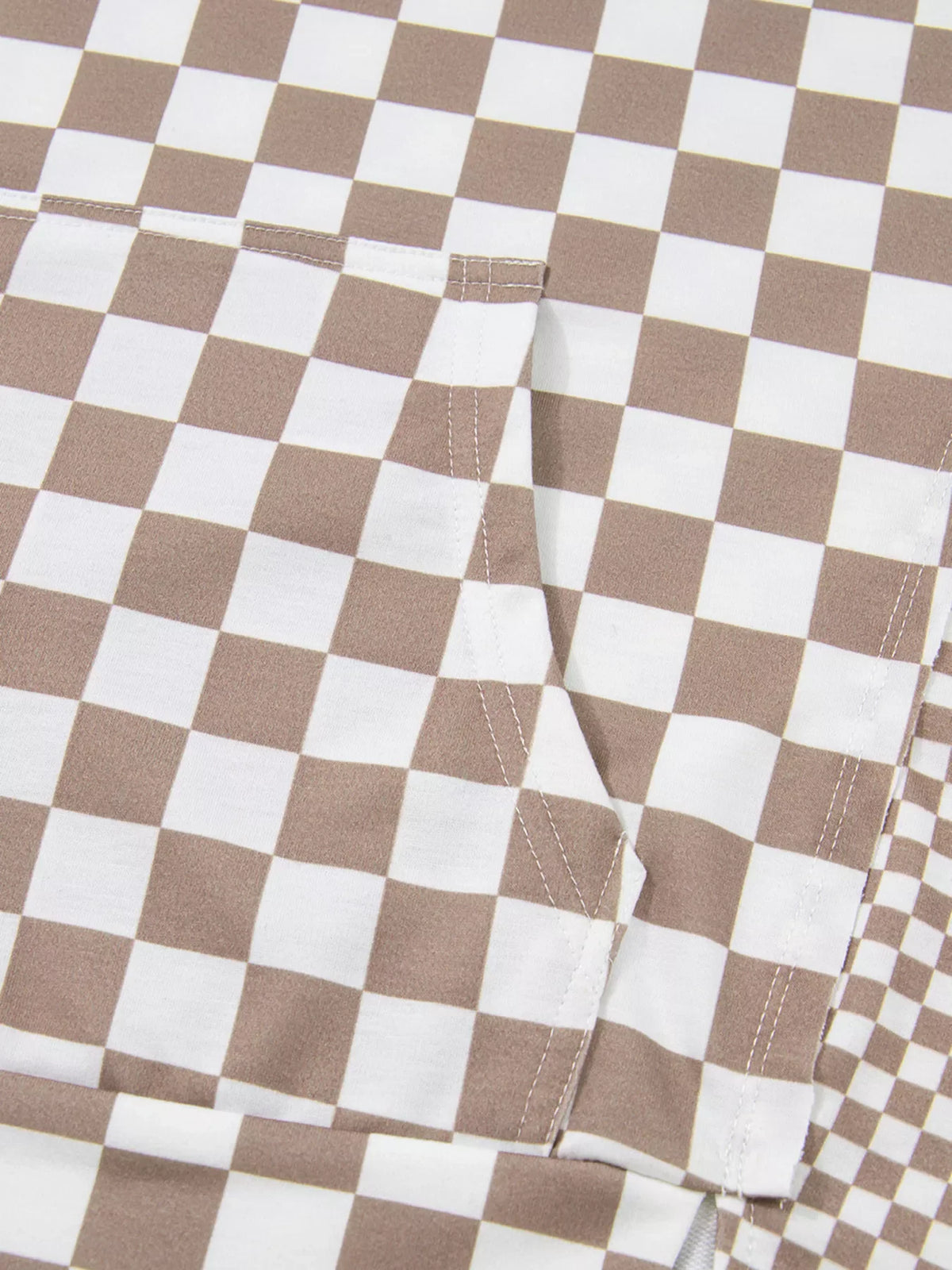 Checkered Oversized Drawstring Hoodie