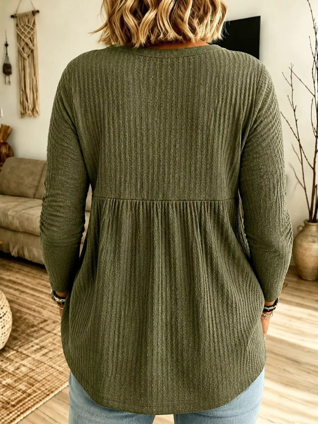 Button Detail Knitted Casual Top