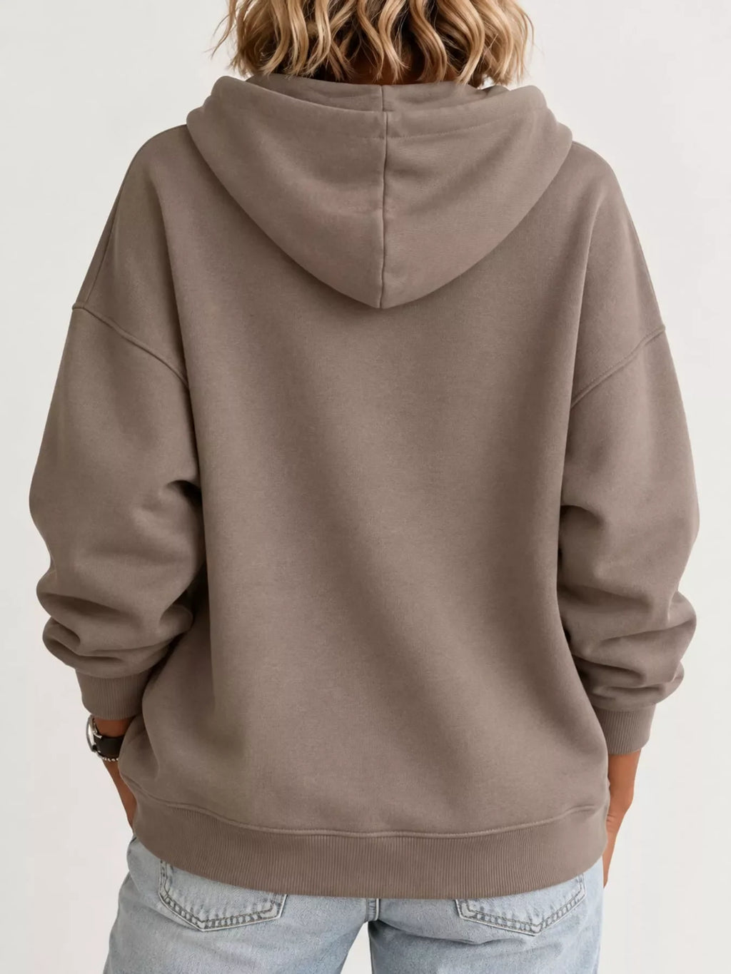 Drawstring Dropped Shoulder Hoodie