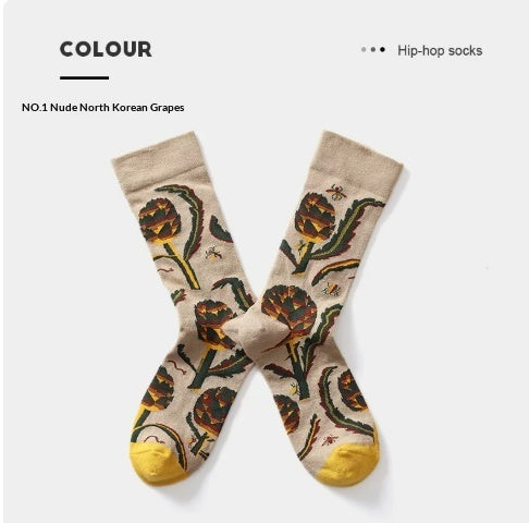 French Creative Socks Illustration Art Socks For Men And Women Couples