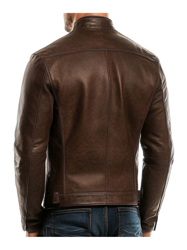 Men's Adam Brown Leather Biker Jacket