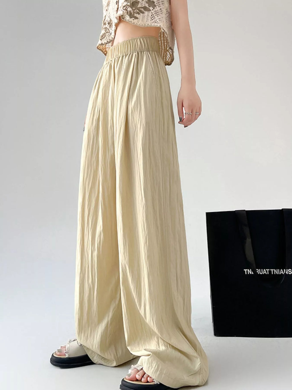 High-Waisted Loose Fit Wide-Leg Casual Pants
