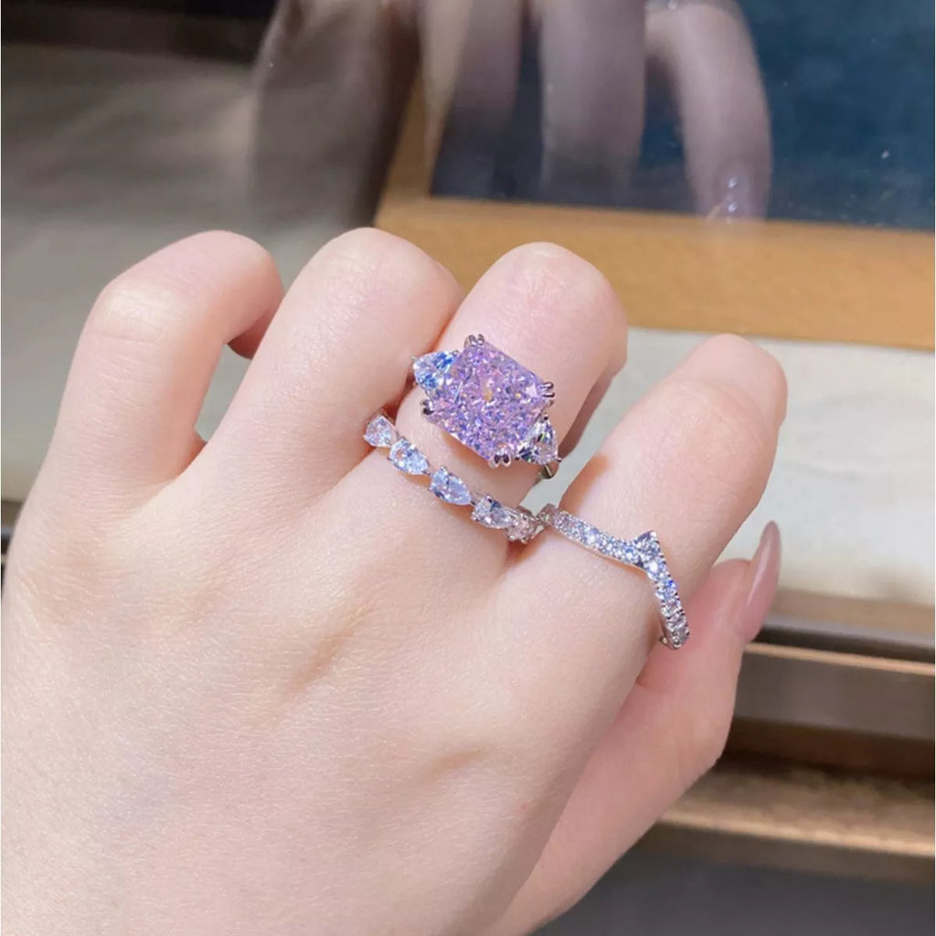 925 Sterling Silver Zircon Geometric Ring