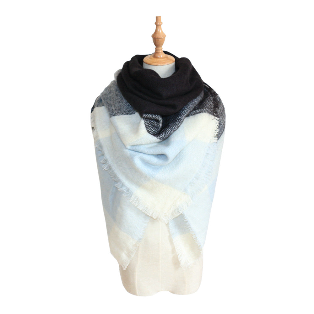 Plaid-print Versatile Neck Scarf Shawl