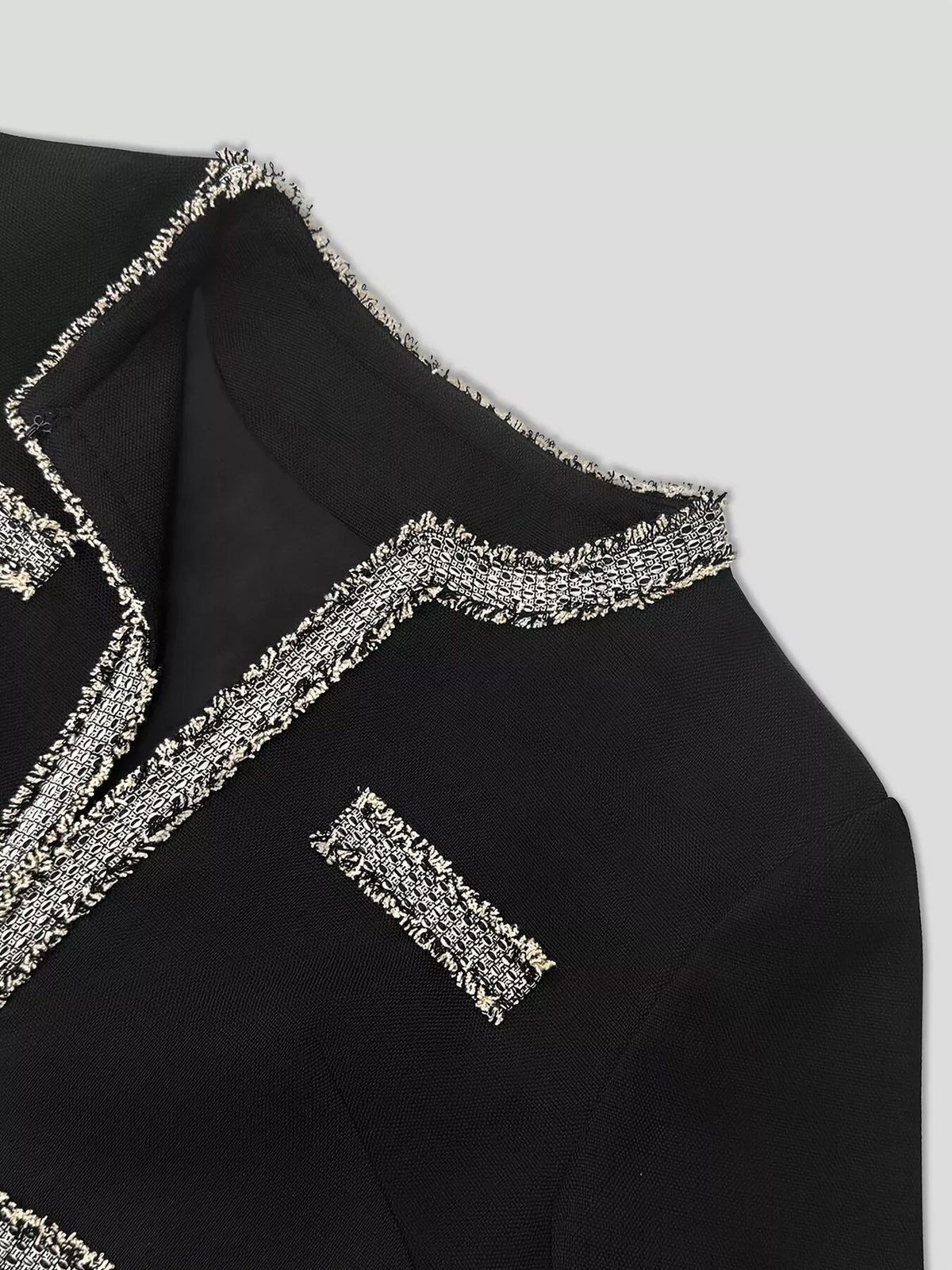 Tweed Trim Open Front Outerwear