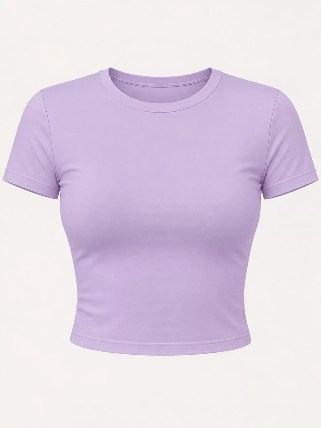 Slim Fit Basic Crew Neck Short Sleeve Crop T-Shirt