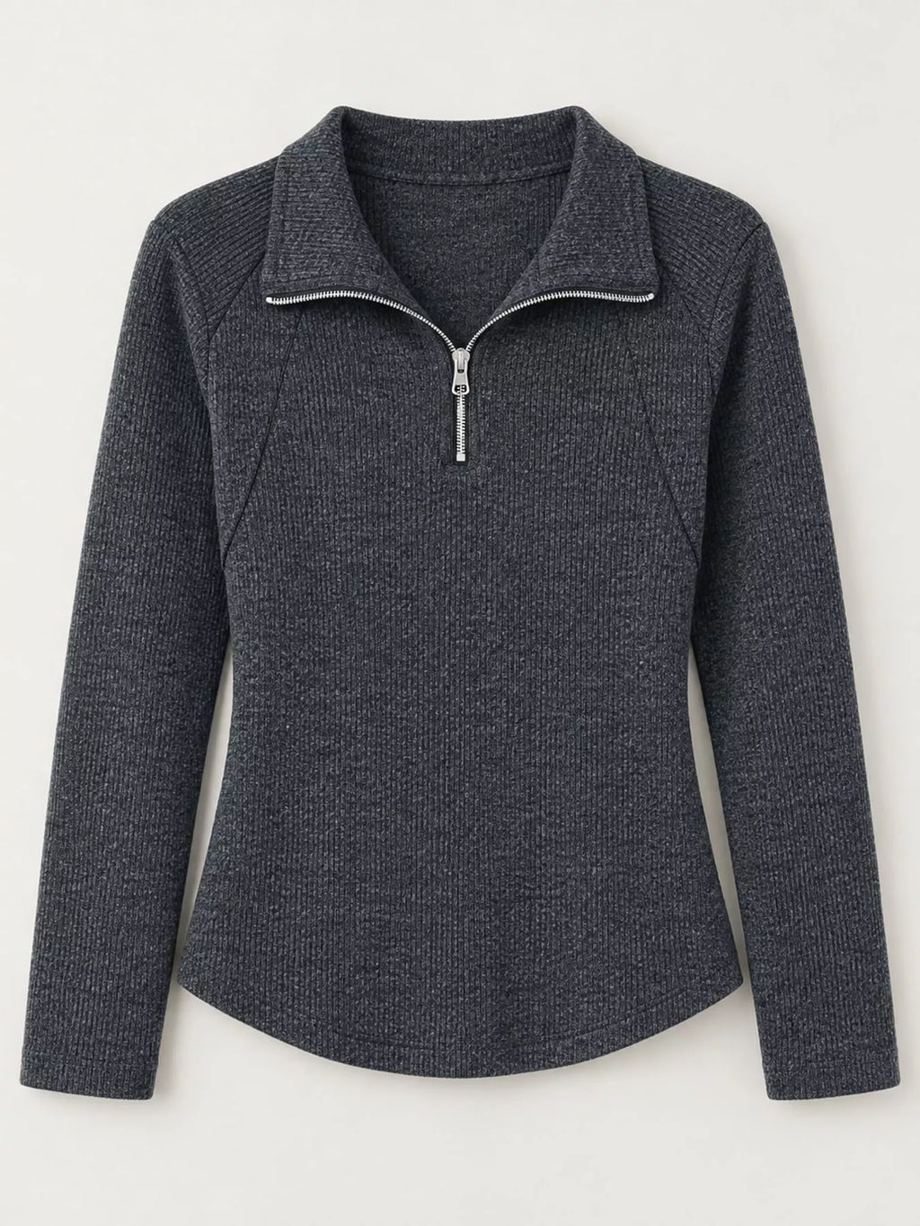 Plus Size Quarter-Zip Long Sleeve Top
