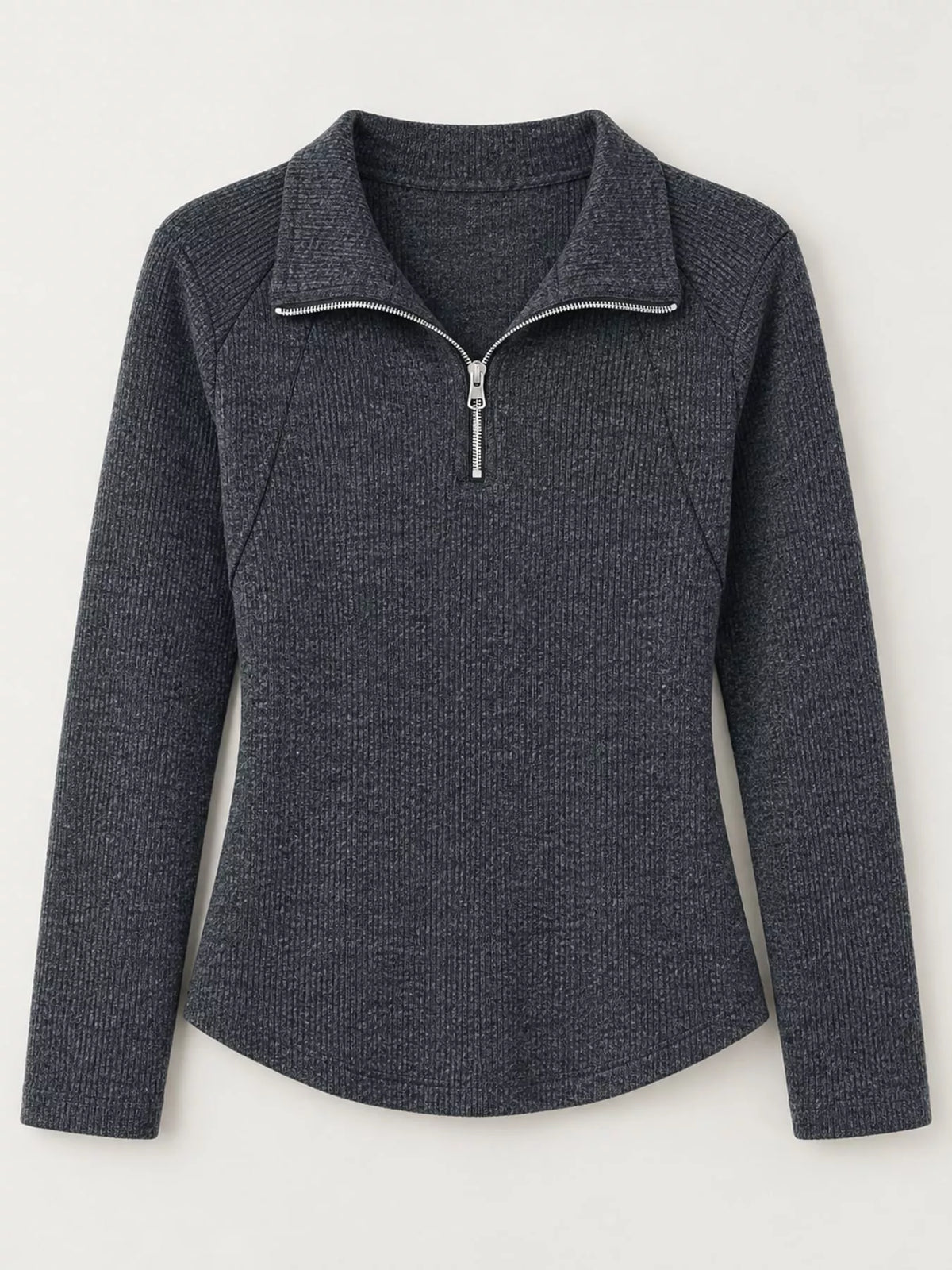 Plus Size Quarter-Zip Long Sleeve Top