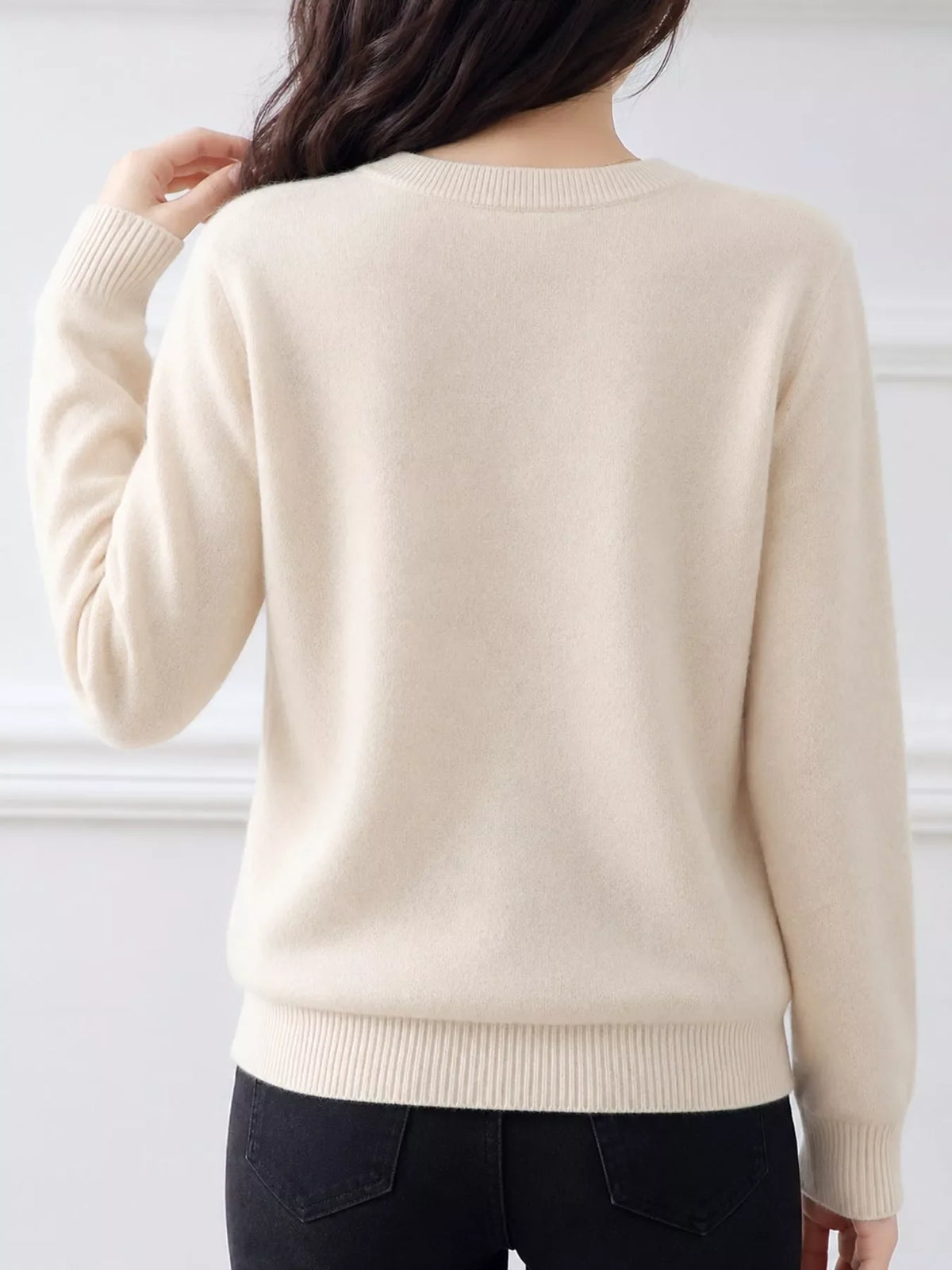 Crew-Neck Button-Down Cardigan
