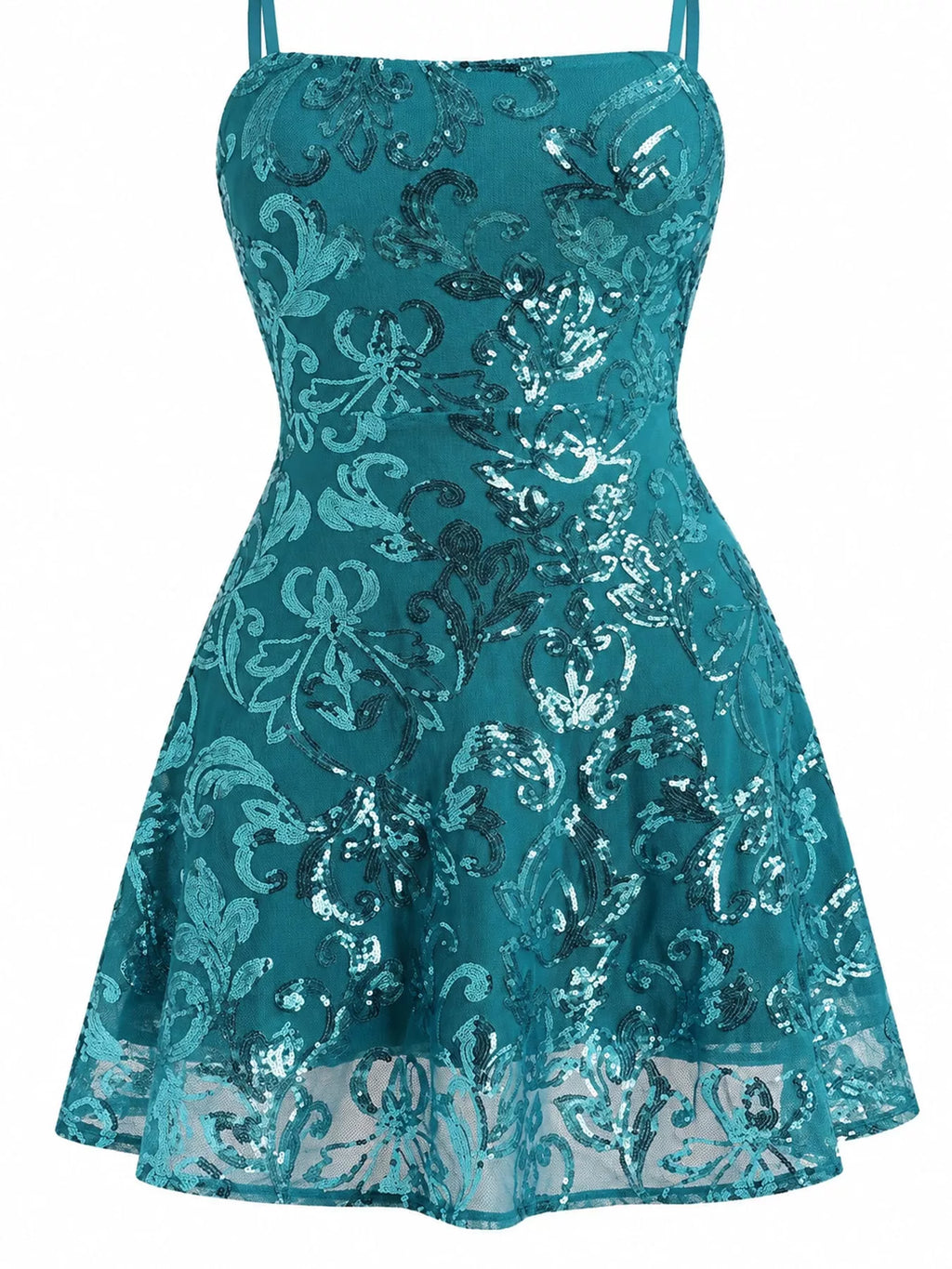 Sequin Square Neck Mini Dress