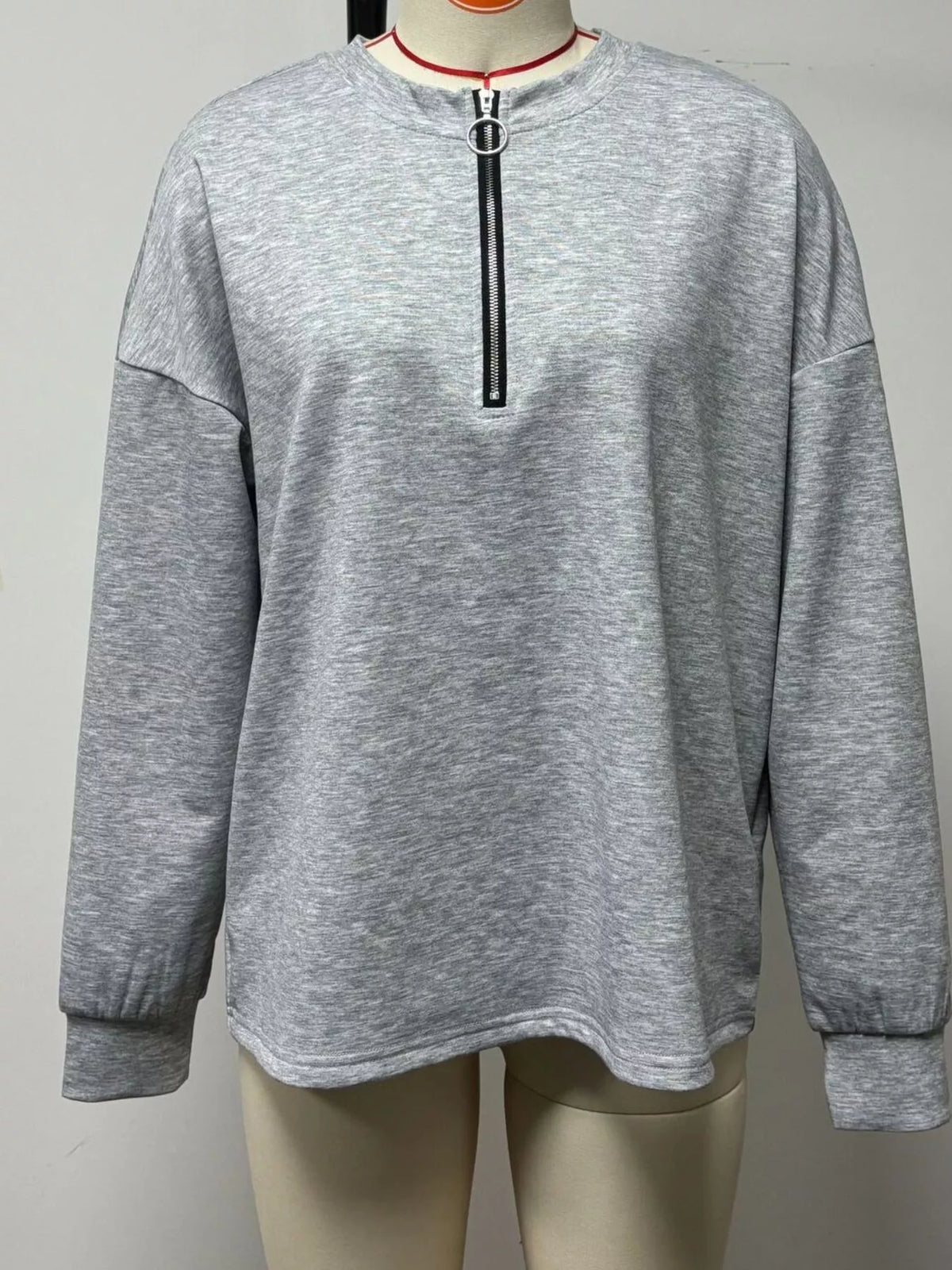 Quarter-Zip Dropped Shoulder Sweatshirt