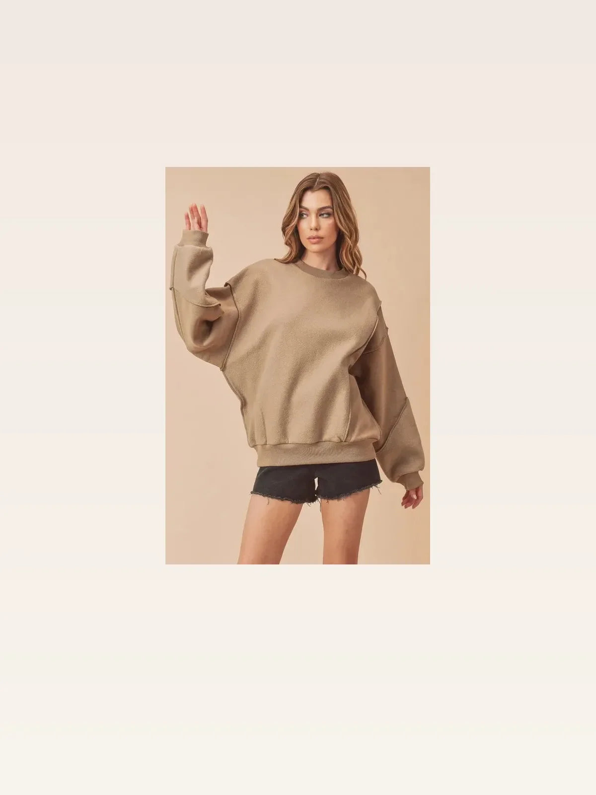 Exposed Seam Drop Shoulder Sweatshirt with Raw Hem