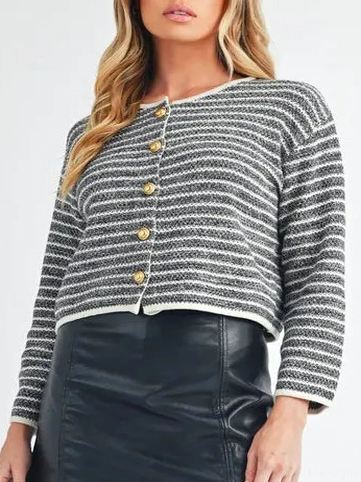 Striped Button-Down Cardigan