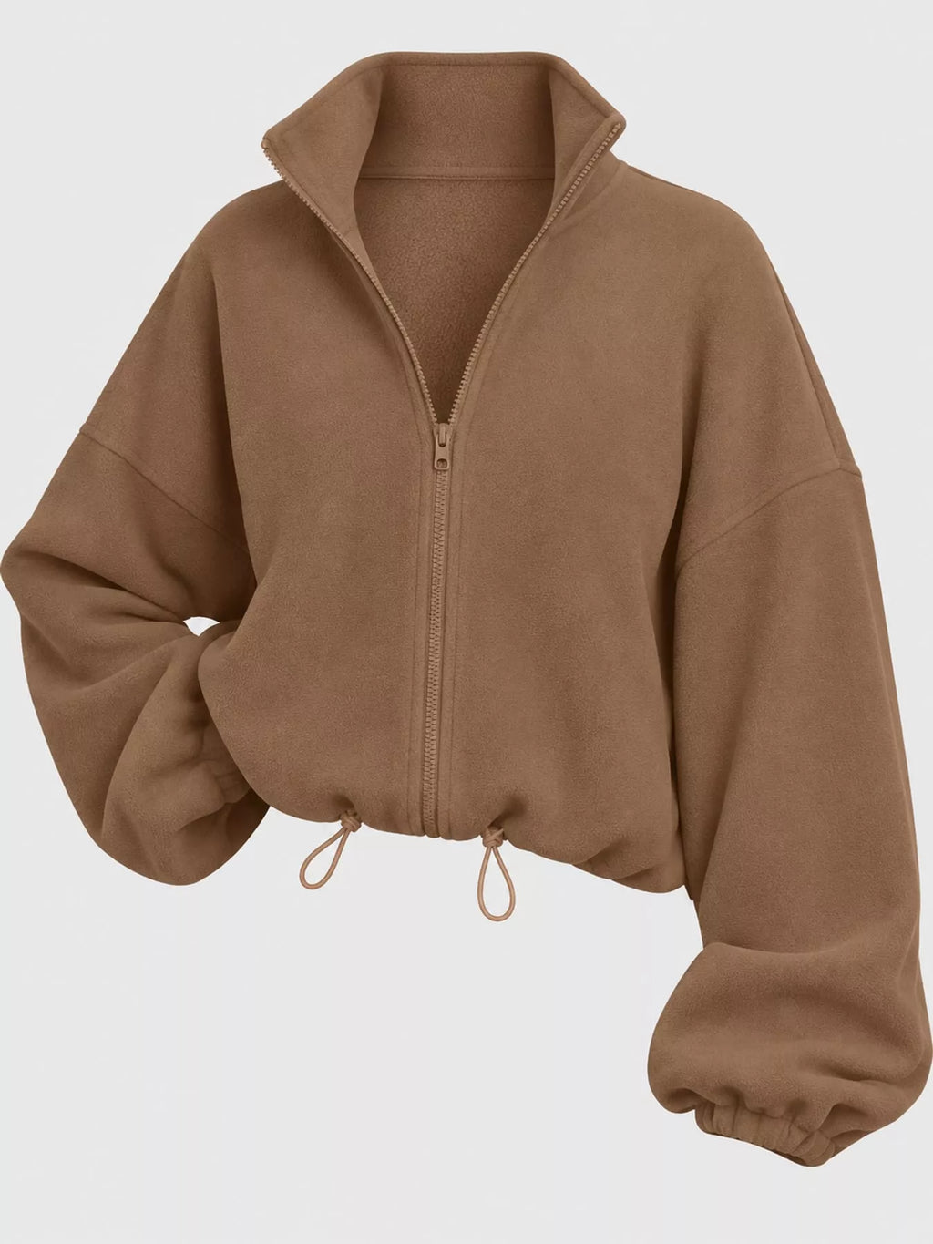Drawstring Hem Zip Up Jacket