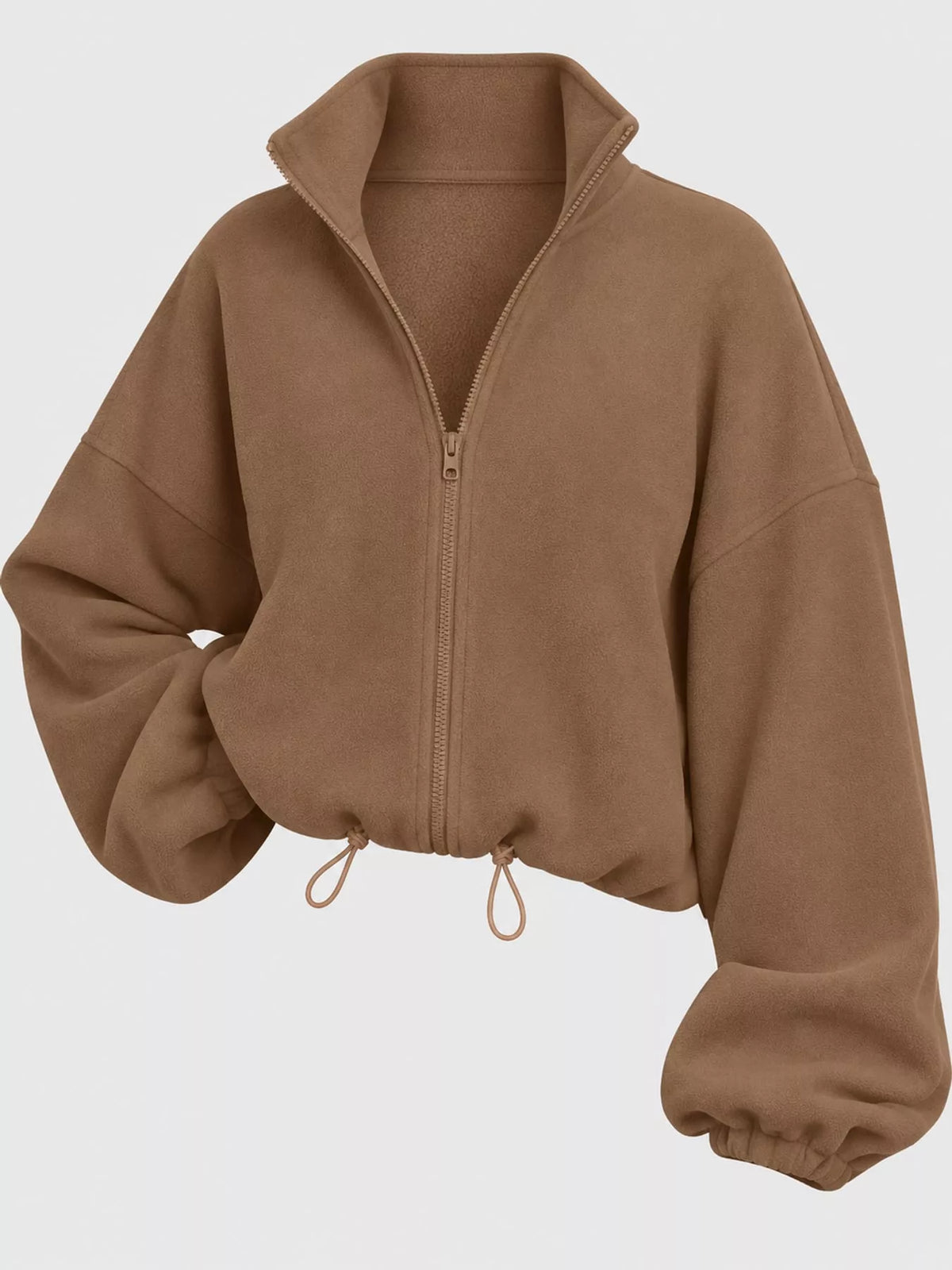 Drawstring Hem Zip Up Jacket