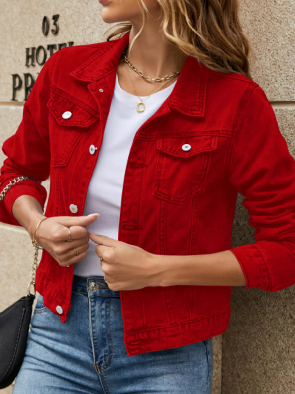 Slim-Fit Button Up Denim Jacket