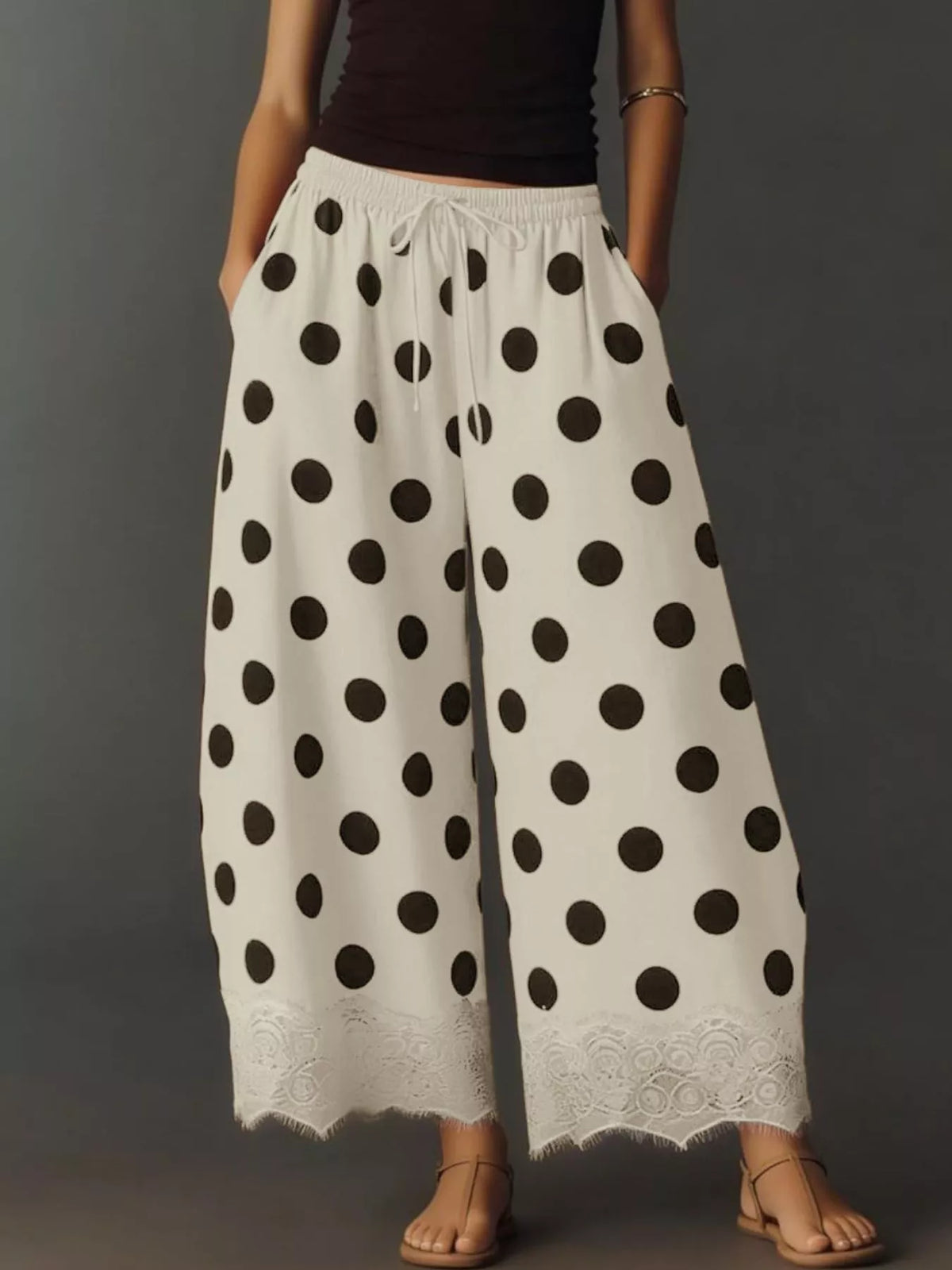 Drawstring Wide Leg Pants