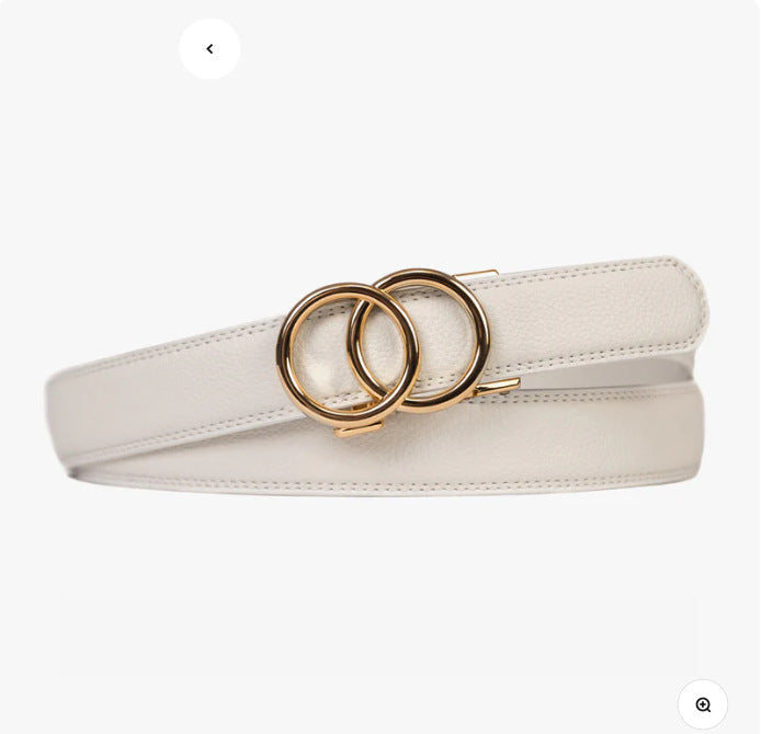 Automatic Buckle Real Leather 14-grain Belt Can Be Fixed  Simple Business Belt 3.5cm.