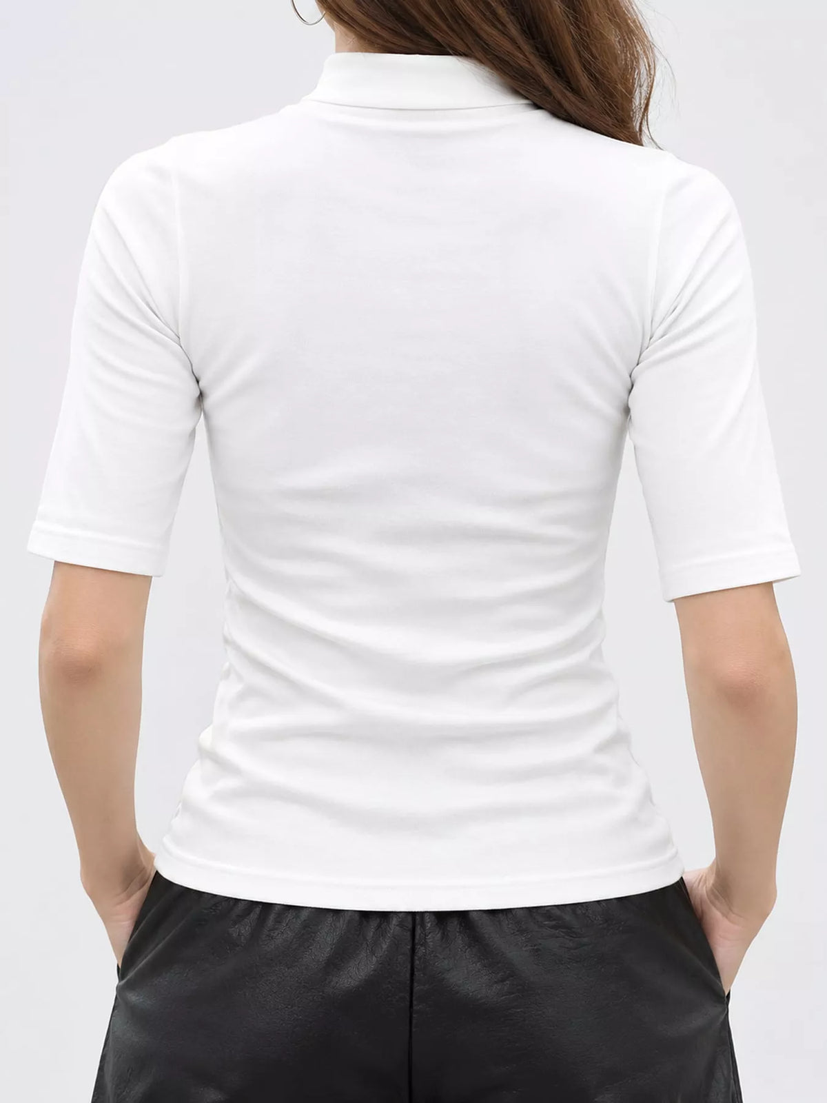 Full Size Mock Neck Half Sleeve T-Shirt Plus Size