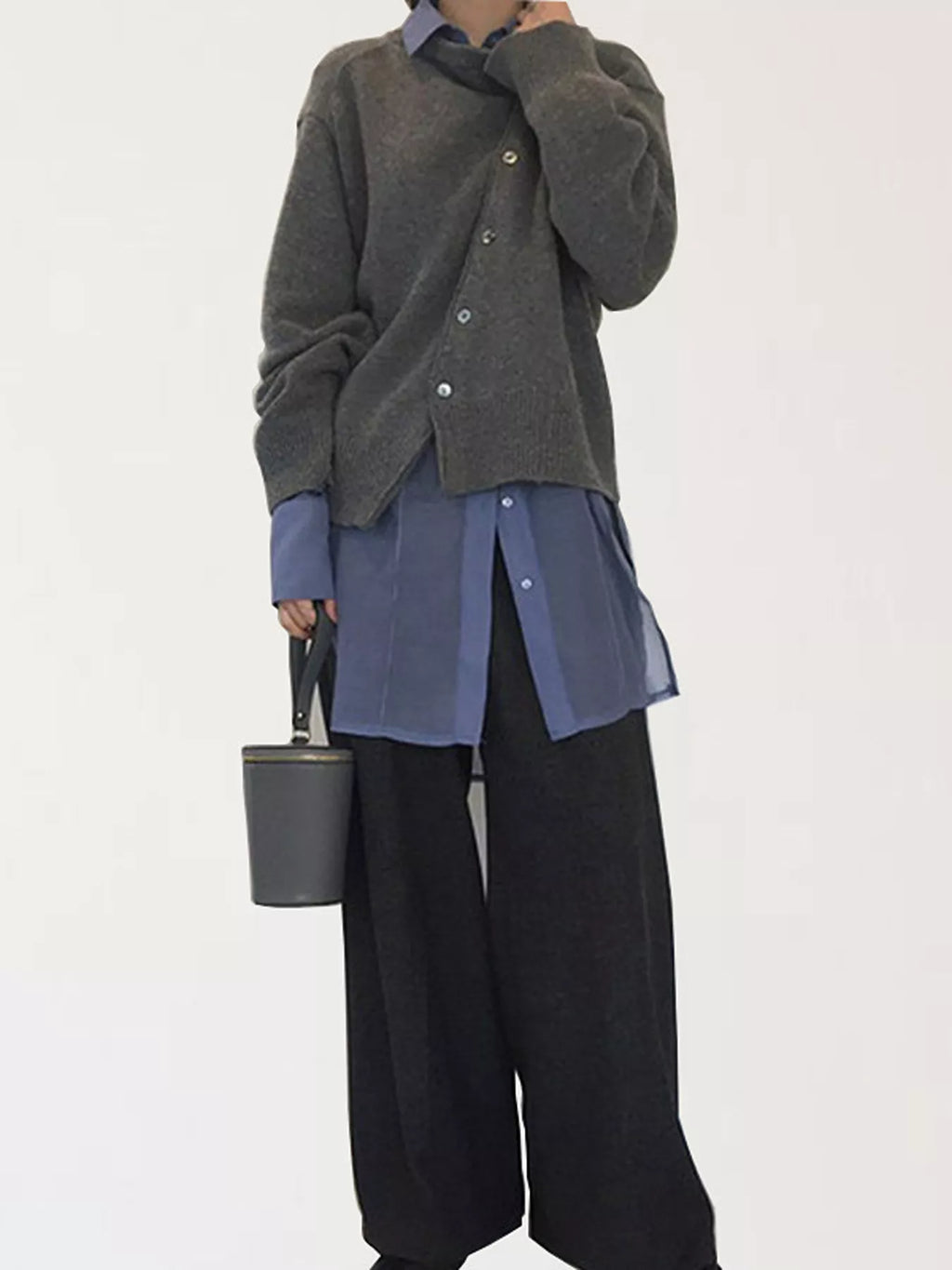 Asymmetric Button-Down Sweater
