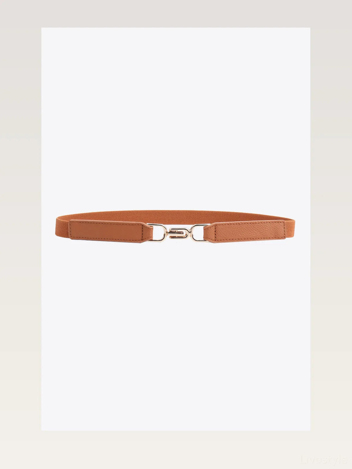 Leather Trim Elastic Waist Belt with Alloy Buckle