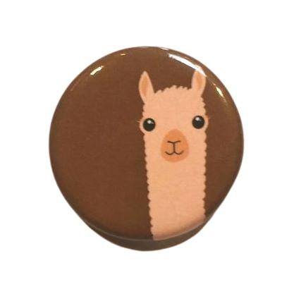 Alpaca Watching Button Pin