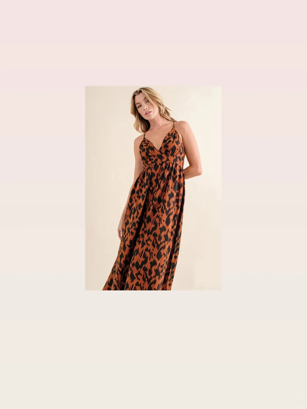 Leopard Print Maxi Dress with Plunging Neckline