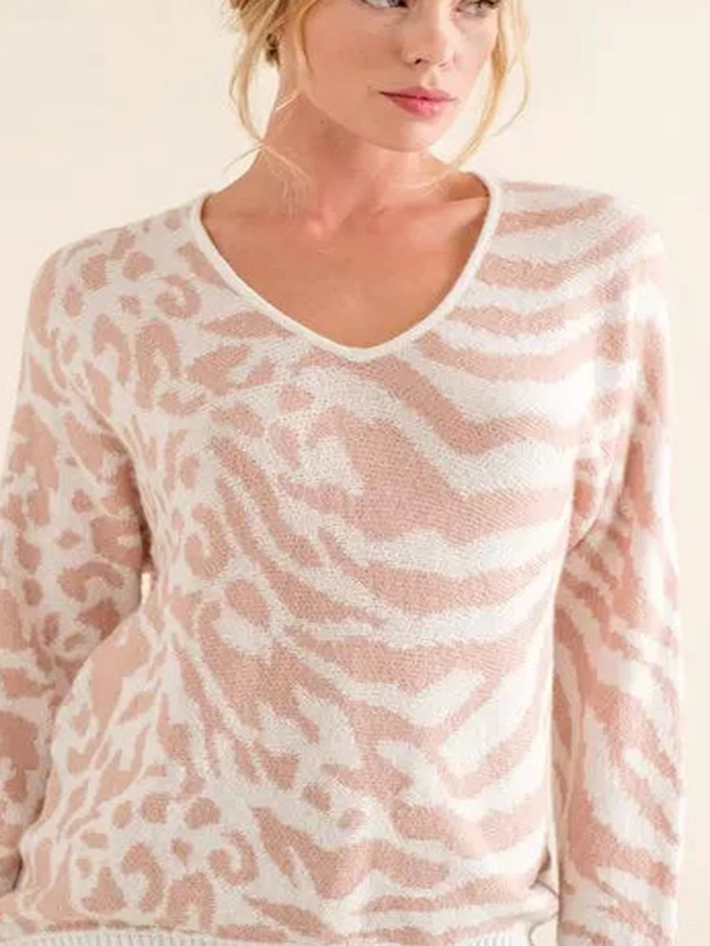 Leopard and Zebra Print Long Sleeve Knit Sweater