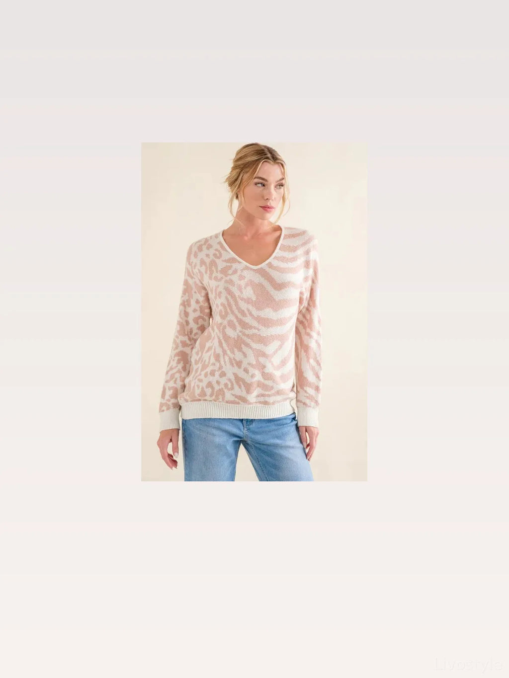 Leopard and Zebra Print Long Sleeve Knit Sweater