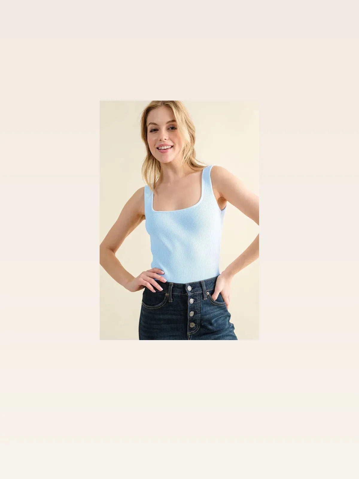 Ribbed Bodysuit with Square Neckline
