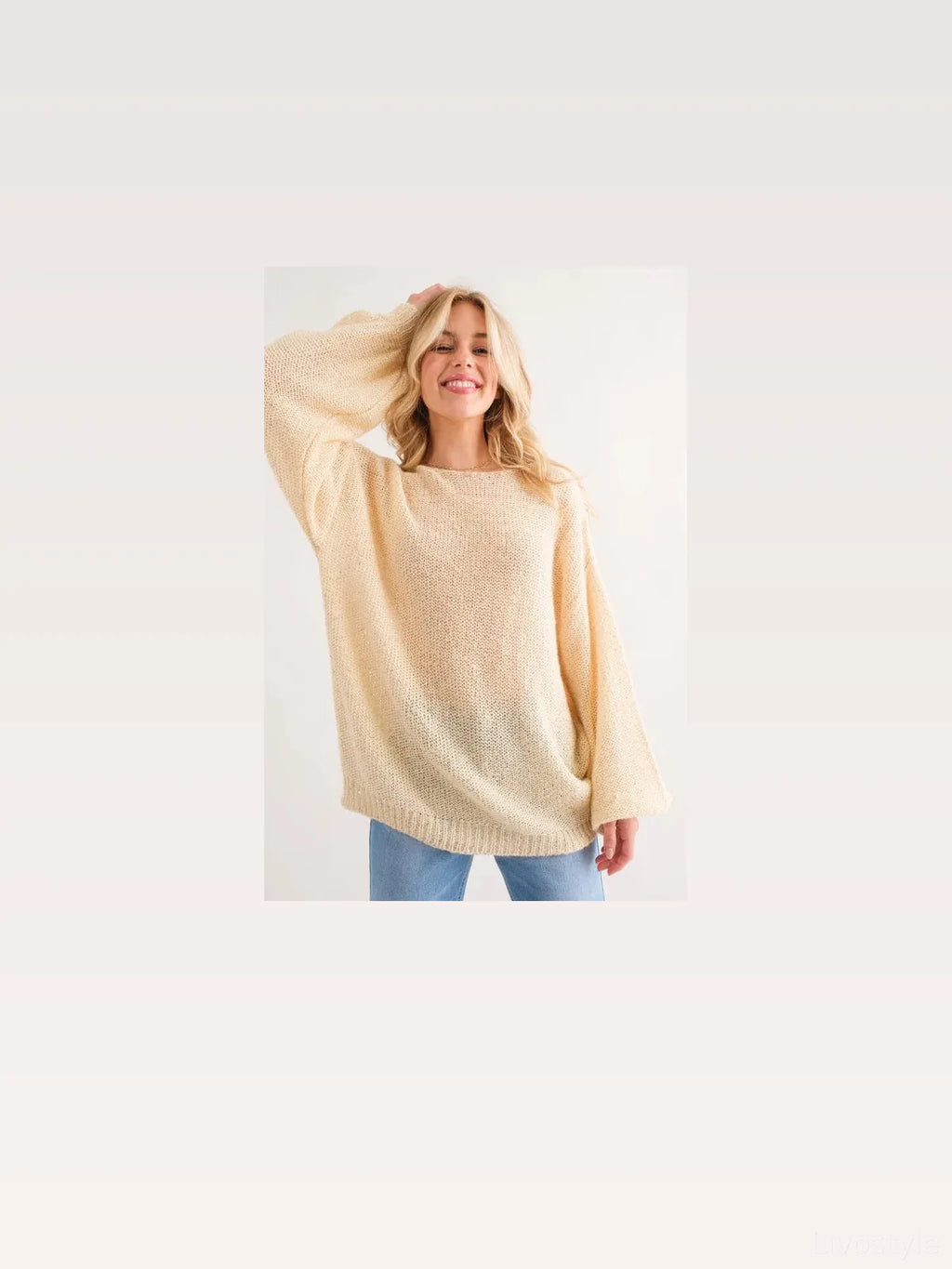 Lightweight Sequin Pullover Sweater with Balloon Sleeves
