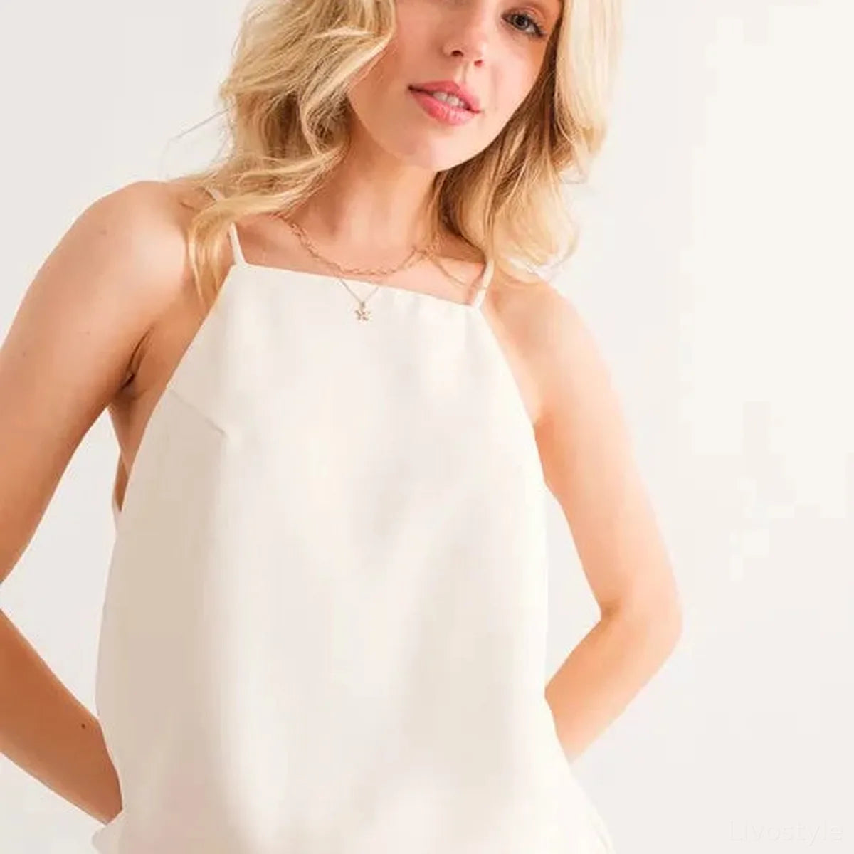 Sleeveless Basic Cami Tank Top with Square Neckline