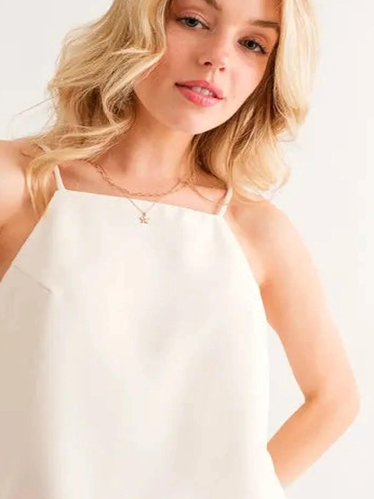Sleeveless Basic Cami Tank Top with Square Neckline