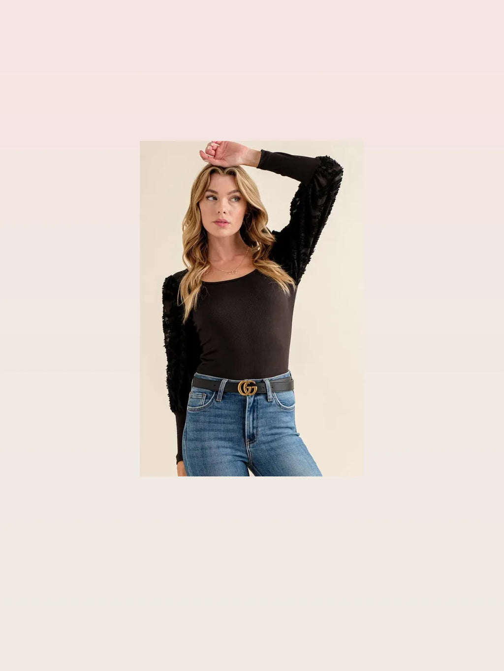 Textured Puff Sleeve Bodysuit