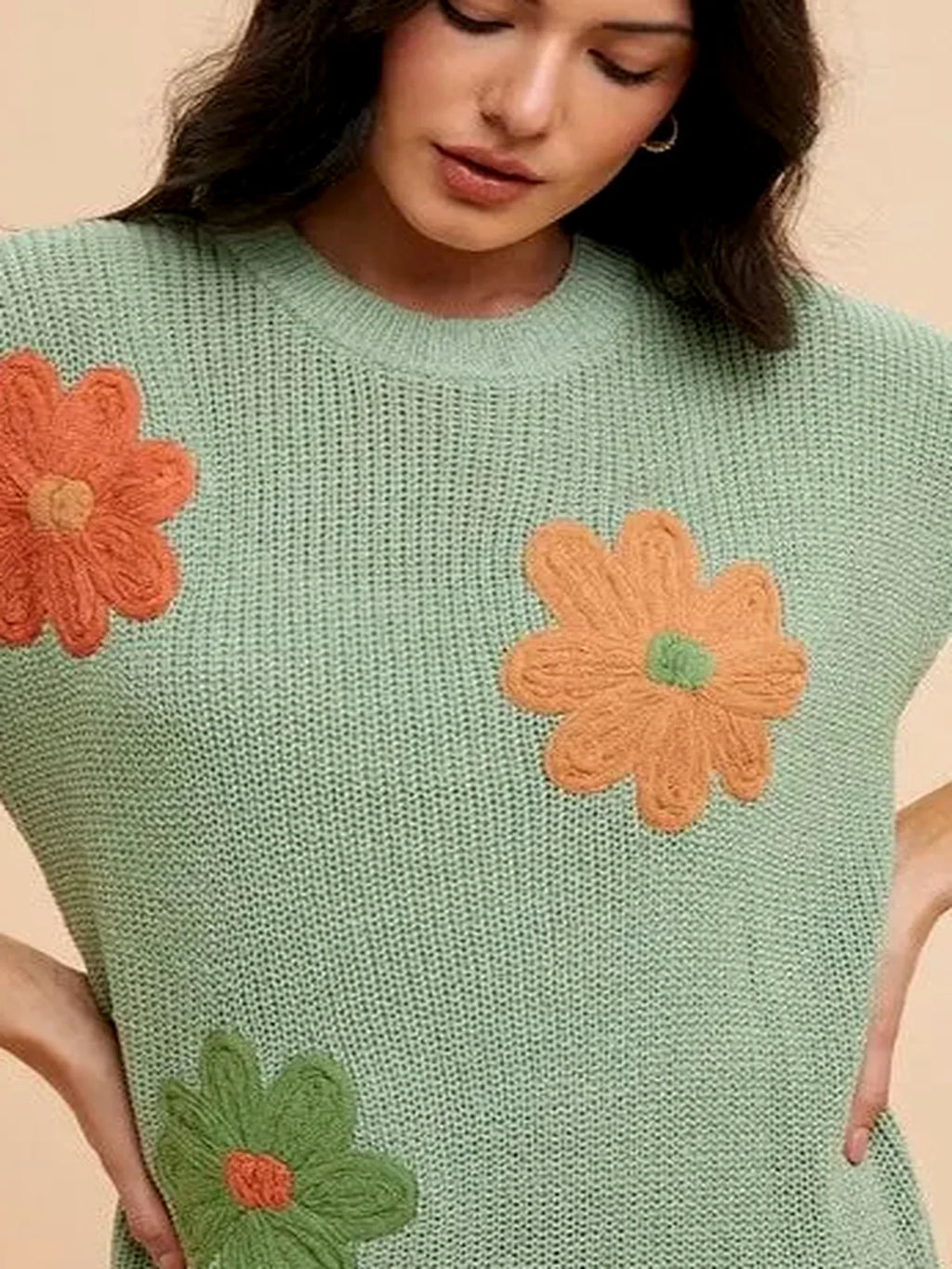 Floral Embroidered Dolman Sleeve Knit Top